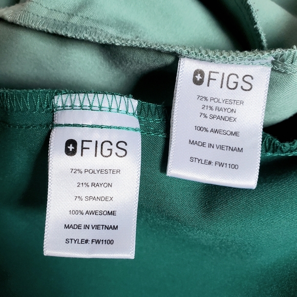 FIGS Women's LOT OF 2 Scrub Tops Casma Sz M Jade & Hunter Green EUC Nurse Wear - Picture 7 of 13